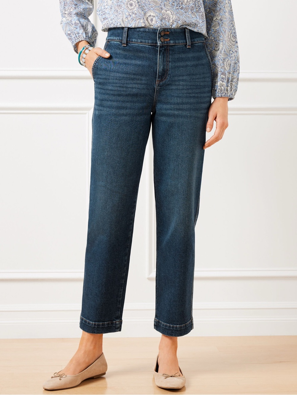 Talbots Straight Ankle Darien Wash Jeans Sz 2